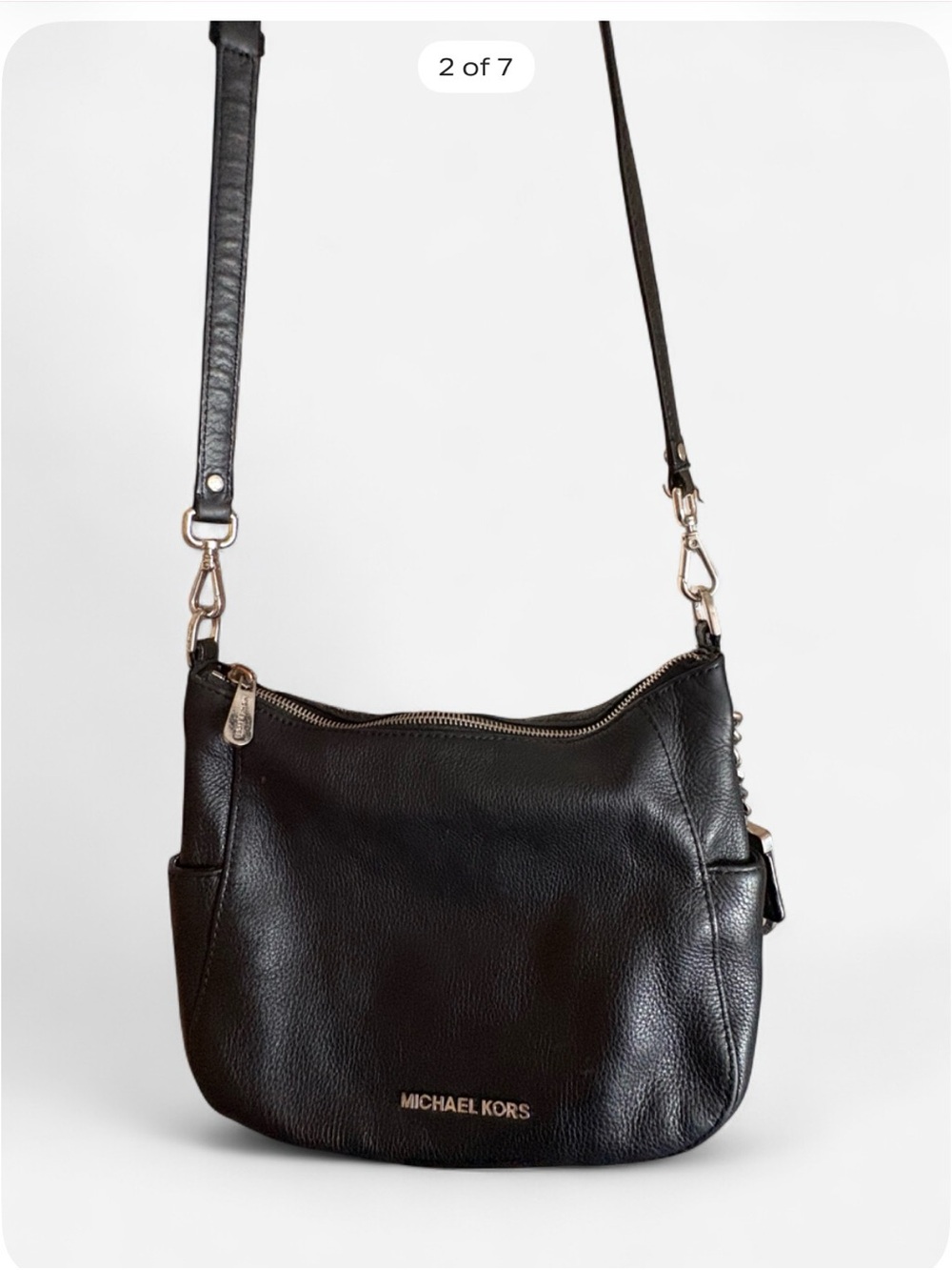 Michael Kors Black Pebbled Leather Crossbody with Gold Hardware